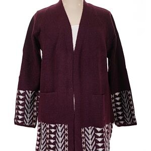 Frye Burgundy and White Cardigan Sweater